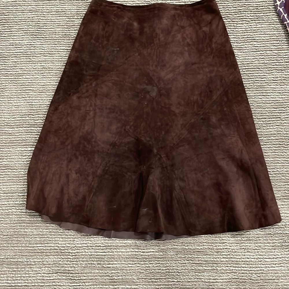 Size 12 suede bias cut skirt brown.